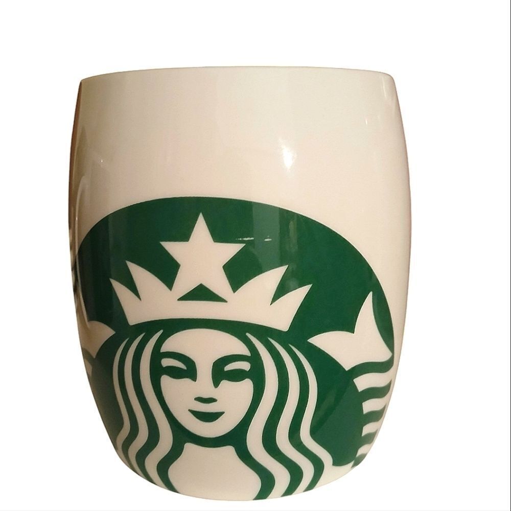 Starbucks 2010 Mug Round Barrel Green & White Siren 14 oz.